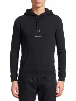 Outlet ⭐ Saint Laurent Logo Cotton Hoodie For Men ✔️