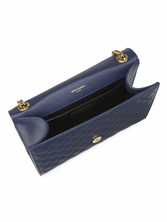 Deals 🛒 Saint Laurent Envelope Monogram Matelassé Leather Shoulder Bag Medium Blue 😍 - Image 3