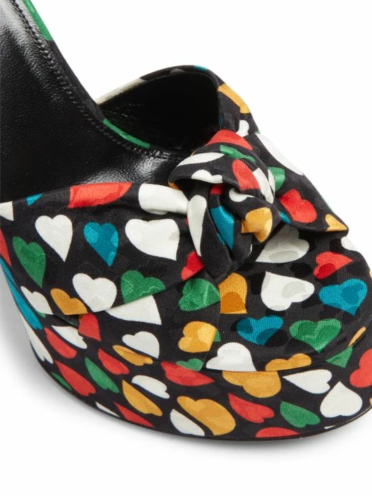 Buy ๐ฅ Saint Laurent Bianca Heart-Print Silk Platform ๐ฉด Sandals โ - Image 6