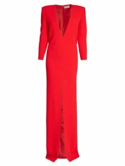 Best deal ⭐ Saint Laurent V-Neck Crepe Maxi 👗 Dress 👍