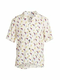 Discount 🔔 Saint Laurent Abstract Print Shark Collar 👕 Shirt For Men 🎁