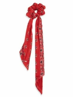 Cheap ✔️ Saint Laurent Bandana-Print Scrunchie 6478 Red Ivory 🛒
