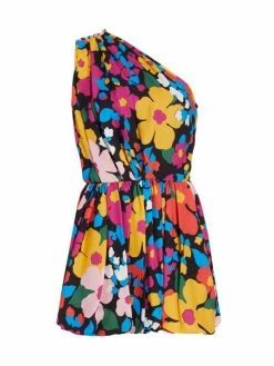 Top 10 ❤️ Saint Laurent Floral One-Shoulder Minidress 👍