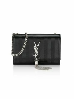 Best Sale 🔥 Saint Laurent Kate Striped Leather Shoulder Bag With Tassel 👏