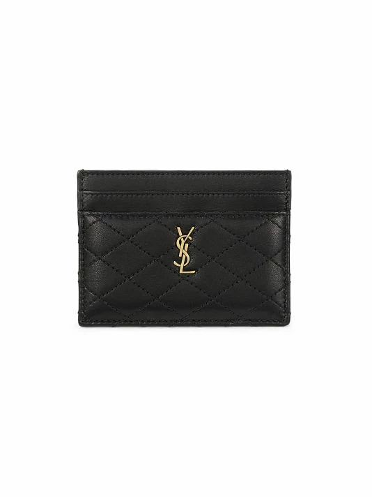Outlet ✔️ Saint Laurent Quilted Leather Card Holder 🤩