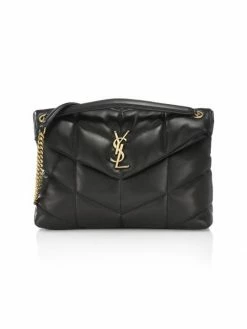 Promo 😀 Saint Laurent Medium Loulou Puffer Leather Shoulder Bag Bianco Cream 🎉