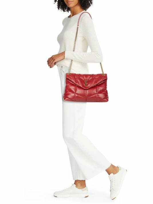 Promo 😀 Saint Laurent Medium Loulou Puffer Leather Shoulder Bag Bianco Cream 🎉 - Image 2