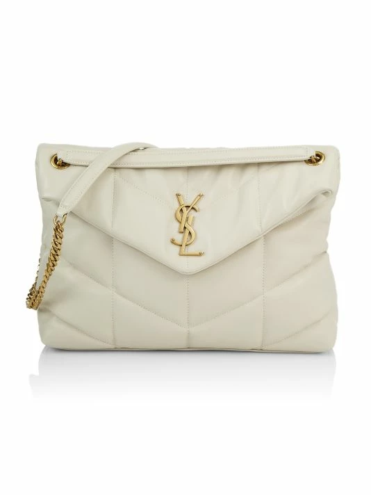 Promo 😀 Saint Laurent Medium Loulou Puffer Leather Shoulder Bag Bianco Cream 🎉 - Image 10