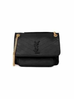 Coupon 😉 Saint Laurent Medium Niki Leather Shoulder Bag Black 🎉