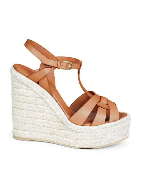 Flash Sale 😉 Saint Laurent Tribute Leather Espadrille Wedge 🩴 Sandals 🛒