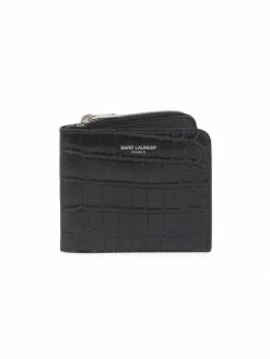 Discount 🥰 Saint Laurent Croc-Embossed Leather Wallet For Men 🎁