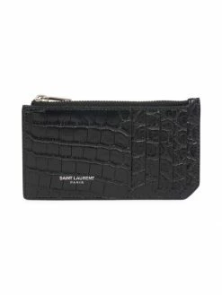 Cheapest 👍 Saint Laurent Croc-Embossed Leather Card Holder For Men 😍