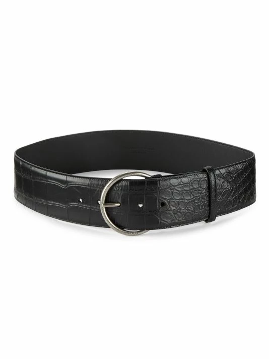 Wholesale 💯 Saint Laurent Croc-Embossed Antiqued Silver Leather Belt 🤩
