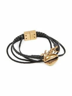 Buy โ๏ธ Saint Laurent Goldtone & Leather Multi-Strap Bracelet ๐ฅ