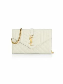 Flash Sale 🎁 Saint Laurent Envelope Monogram Matelassé Leather Wallet-On-Chain Nero 😍