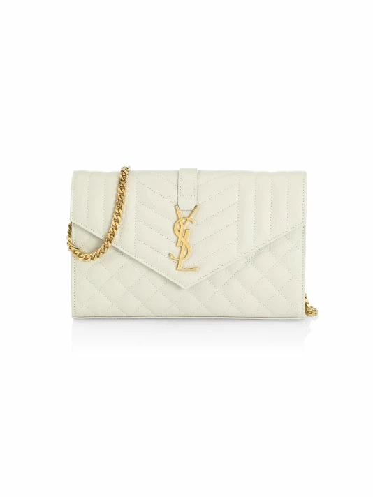 Flash Sale 🎁 Saint Laurent Envelope Monogram Matelassé Leather Wallet-On-Chain Nero 😍