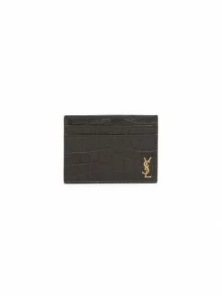 Best Pirce 🧨 Saint Laurent Croc-Embossed Leather Credit Card Holder For Men 🤩