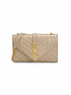 Coupon 🌟 Saint Laurent Small Envelope Monogram Matelassé Leather Shoulder Bag Bianco Cream 🧨