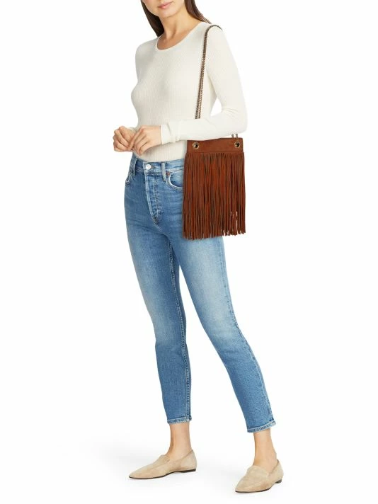 Cheapest 🛒 Saint Laurent Small Grace Fringe Leather Shoulder Bag Dusty Grey Dusty Grey 🤩 - Image 2