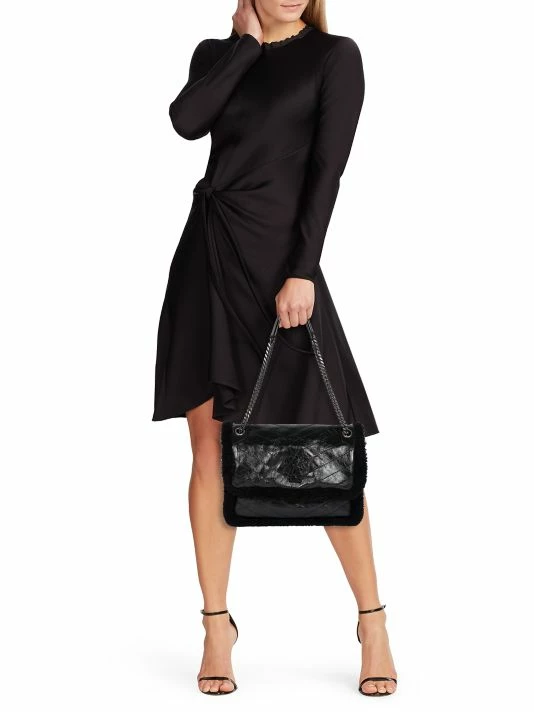 Cheap โ๏ธ Saint Laurent Medium Niki Shearling-Trimmed Leather Shoulder Bag ๐ - Image 3