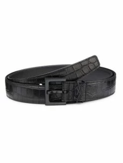 Brand new 👍 Saint Laurent Monogram Croc-Embossed Leather Belt For Men 🌟