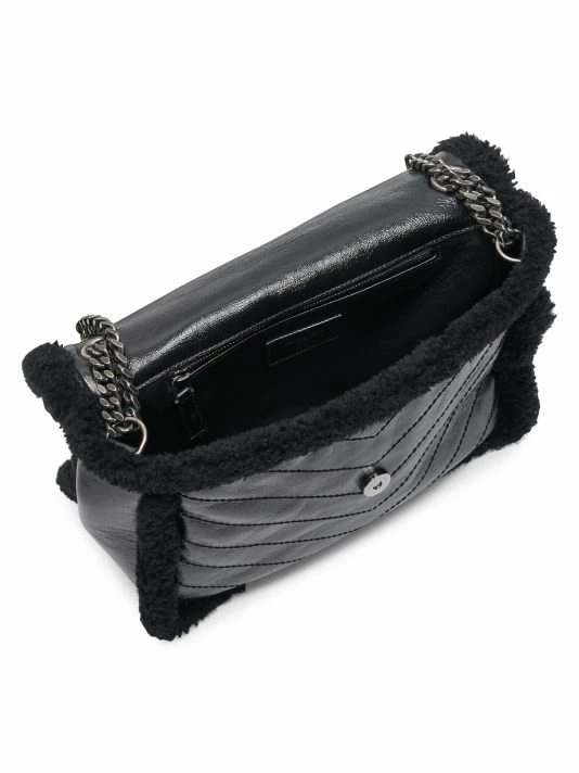 Cheap โ๏ธ Saint Laurent Medium Niki Shearling-Trimmed Leather Shoulder Bag ๐ - Image 4