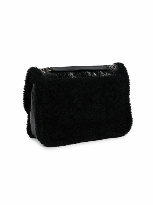 Cheap โ๏ธ Saint Laurent Medium Niki Shearling-Trimmed Leather Shoulder Bag ๐ - Image 5