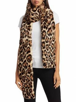 Best Sale 💯 Saint Laurent Leopard-Print Rabbit Fur Scarf 🥰