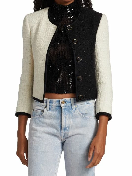 Budget 🥰 Saint Laurent Two-Tone Tweed Jacket 🌟 - Image 3