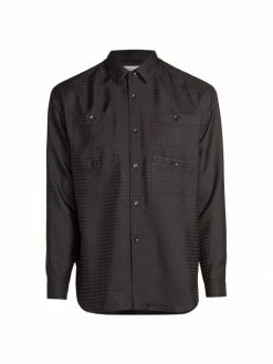 Best Sale ✔️ Saint Laurent Silk Jacquard Button-Up 👚 Shirt For Men 🌟