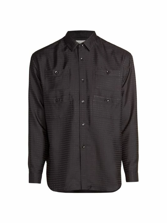 Best Sale โ๏ธ Saint Laurent Silk Jacquard Button-Up ๐ Shirt For Men ๐