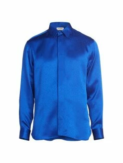 Hot Sale 🧨 Saint Laurent Faille Plumetis Classic Collared 👚 Shirt For Men 🔥