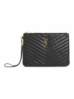 Hot Sale 😀 Saint Laurent Medium Monogram Matelassé Leather Wristlet 💯