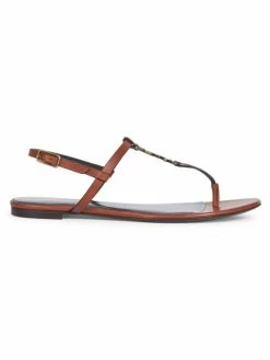Deals 😀 Saint Laurent Cassandra Leather Slingback Thong 🩴 Sandals ❤️
