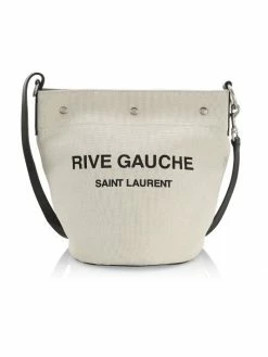 Best Pirce ✨ Saint Laurent Rive Gauche Linen & Leather Bucket Bag 🎉