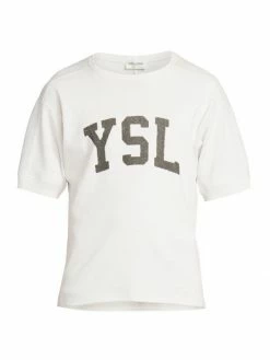 Flash Sale ❤️ Saint Laurent Collegiate Logo T-Shirt For Men ❤️