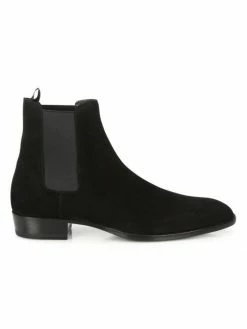 Discount 🤩 Saint Laurent Wyatt Suede Chelsea 🥾 Boots For Men Nero ✨