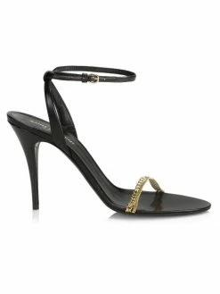 New 💯 Saint Laurent Sunset Chain 95MM Leather High Heel 🩴 Sandals 🛒