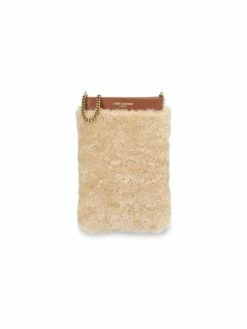 Cheapest ✨ Saint Laurent Mini Pac Pac Shearling Pouch-On-Chain Natural Beige Brick 🔔
