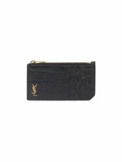 Coupon 🧨 Saint Laurent Crocodile-Embossed Leather Card Case For Men ⌛