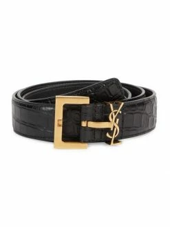Top 10 😀 Saint Laurent Crocodile-Embossed Leather Belt For Men 😉