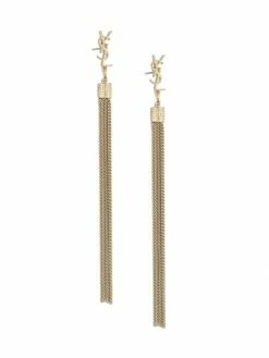 Promo ✨ Saint Laurent LouLou Chain Tassel Earrings Silver ⭐